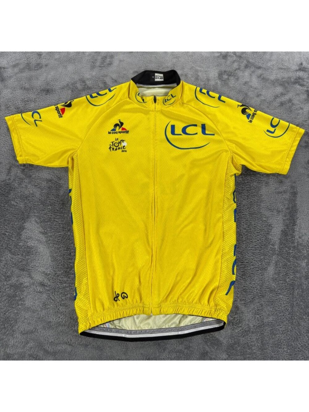 Le Coq Sportif Tour de France 2016 LCL Yellow Cycling Jersey Mens M Full Zip